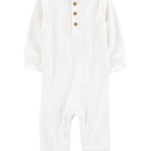 CARTER'S Overal bez nožičiek White Henley neutrál NB/ veľ. 56