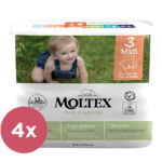4x MOLTEX Pure & Nature Plienky jednorazové 3 Midi (4-9 kg) 33 ks – ECONOMY PACK