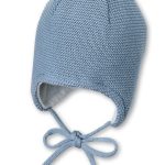 STERNTALER Čiapka pletená GOTS bavlnená podšívka na viazanie blue chlapec veľ. 33 cm- 0-1 m