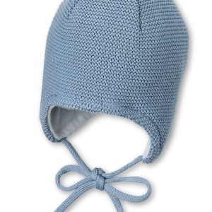 STERNTALER Čiapka pletená GOTS bavlnená podšívka na viazanie blue chlapec veľ. 37 cm- 2-3 m
