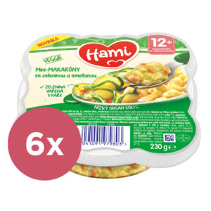 6x HAMI Príkrm v tanieriku Mini-makaróny so zeleninou a smotanou 230g