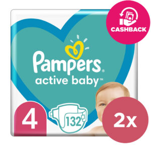 2x PAMPERS Active Baby 4 (9-14 kg) 132 ks MEGA PACK - jednorázové pleny