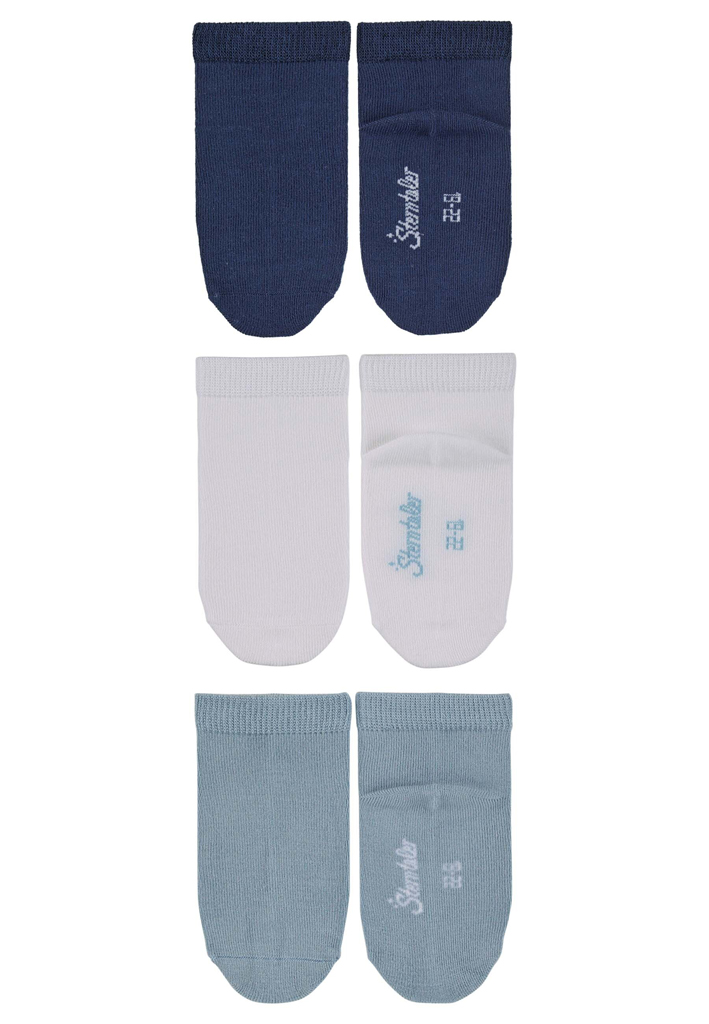 STERNTALER Ponožky nízke 3ks v balení modrá chlapec veľ. 22 12-24m