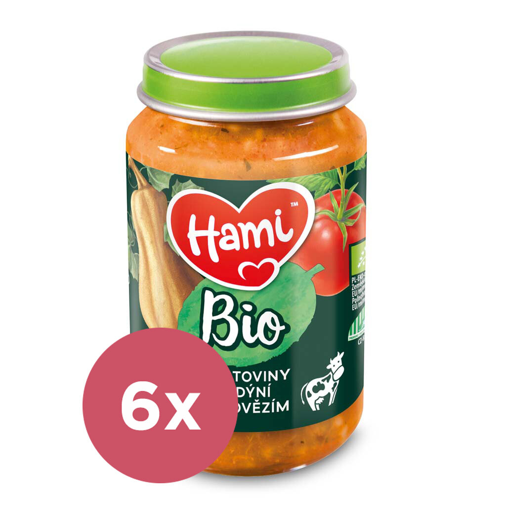 6x HAMI BIO Mäsovo-zeleninový príkrm Cestoviny s tekvicou a hovädzím 190 g