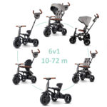 QPLAY Trojkolka Rito Deluxe Grey, 6 v 1, vek 10-72 mesiacov