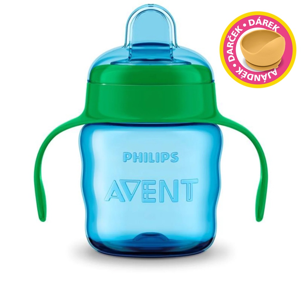 Philips AVENT Hrnček pre prvé dúšky Klasik 200 ml s držadlami chlapec+darček PETITE&MARS Miska 6m+