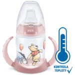 NUK Fľaštička na učenie DISNEY-Medvedík Pú s kontrolou teploty 150 ml ružová