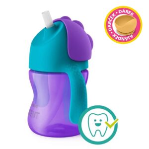 Philips AVENT Hrnček 200 ml Bendy s ohybnou slamkou dievča+darček PETITE&MARS Miska 6m+
