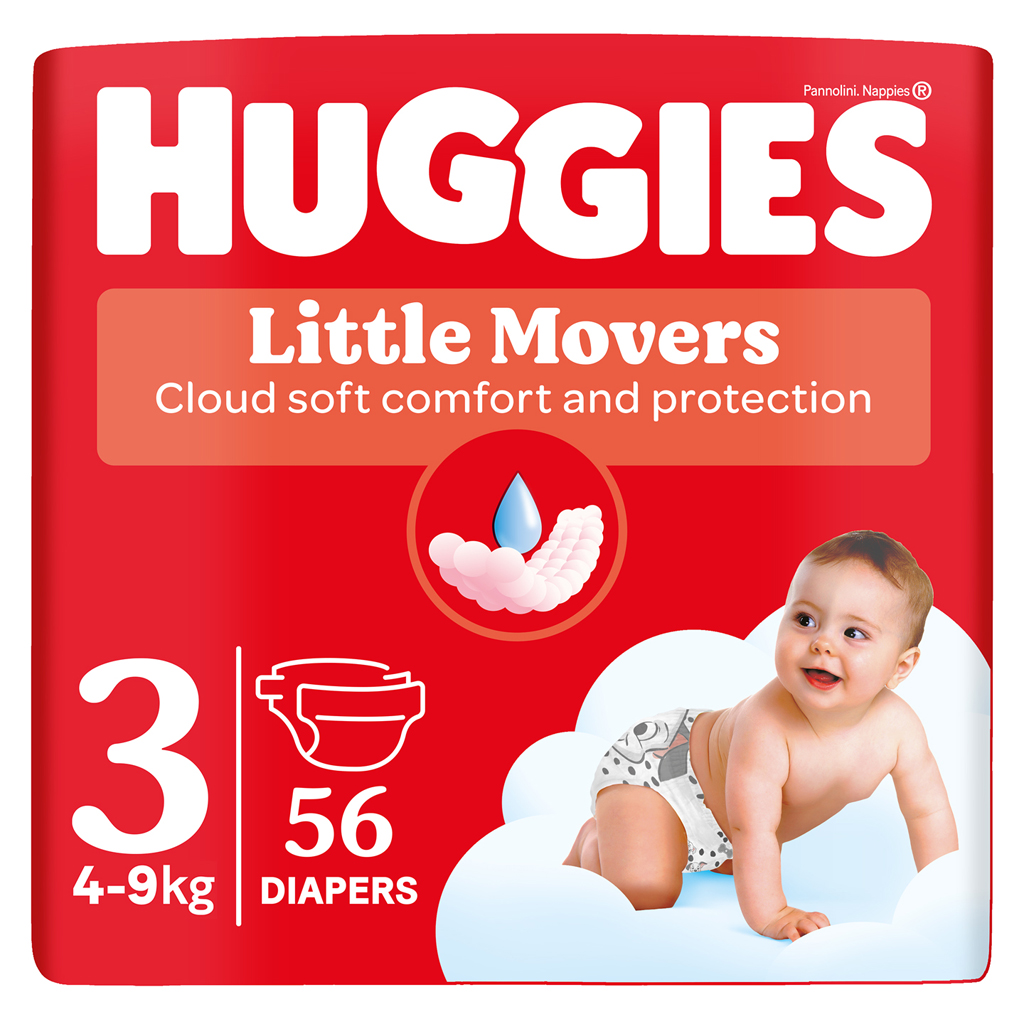 HUGGIES® Plienky jednorazové Little Movers 3 (4-9 kg) 56 ks